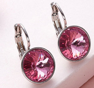 Aretes de cristales Swarovski color fucsia - Cherine Jewelry