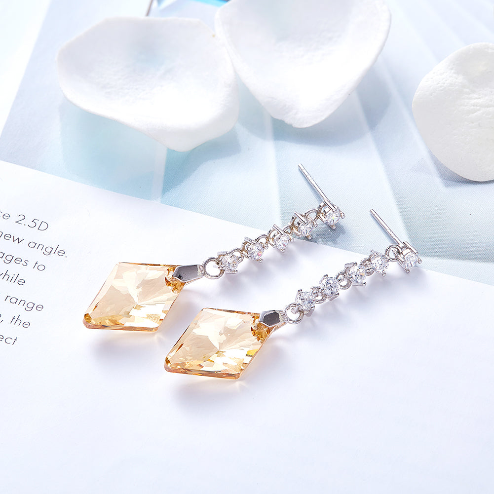 Aretes de rombo champagne con cristales Swarovski - Cherine Jewelry