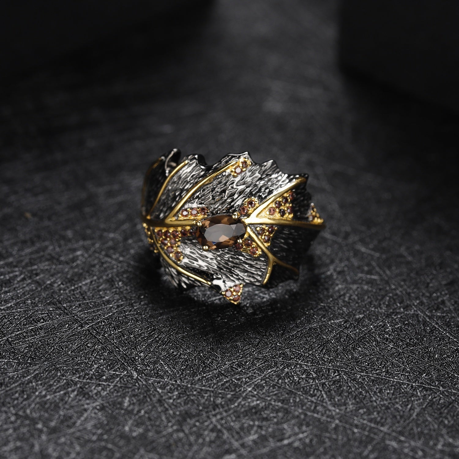 Anillo de Citrino con nano cristal ahumado - Cherine Jewelry