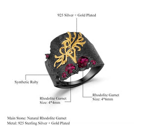 Anillo de árbol con Granate y Rubí - Cherine Jewelry