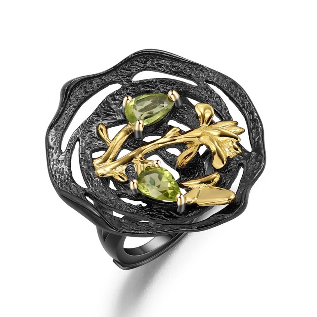 Anillo de flores de Peridoto - Cherine Jewelry