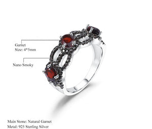 Anillo de Granate y Nano cristal ahumado - Cherine Jewelry