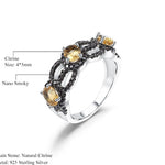 Anillo de Citrino y Nano cristal ahumado - Cherine Jewelry