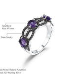 Anillo de Amatista y Nano cristal ahumado - Cherine Jewelry