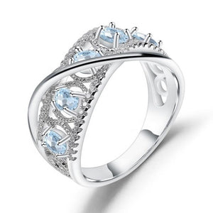Anillo de corona con Topacio azul cielo - Cherine Jewelry