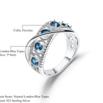 Anillo de corona con Topacio Azul London - Cherine Jewelry