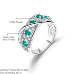 Anillo de corona con Ágata verde - Cherine Jewelry