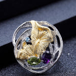 Anillo de flores con Topacio, Peridoto y Amatista - Cherine Jewelry