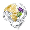 Anillo de flores con Topacio, Peridoto y Amatista - Cherine Jewelry