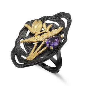 Anillo de libélula con Amatista - Cherine Jewelry