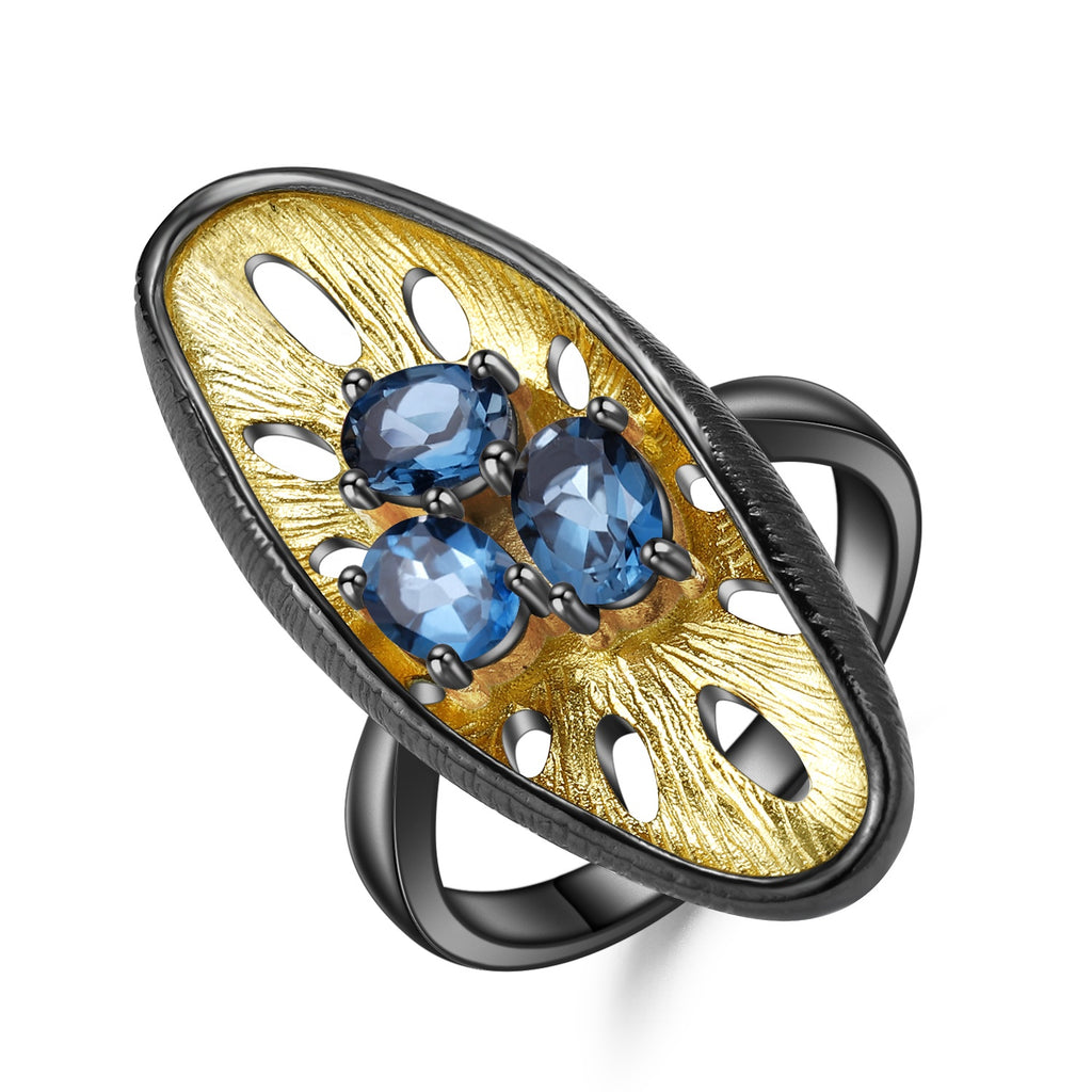 Anillo de Topacio Azul London - Cherine Jewelry