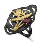 Anillo de libélula con Granate Rodolita - Cherine Jewelry
