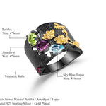 Anillo de flores con Peridoto, Amatista, Topacio y Rubí - Cherine Jewelry