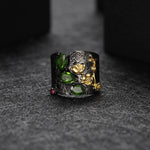 Anillo de flores con Diópsido de cromo verde - Cherine Jewelry