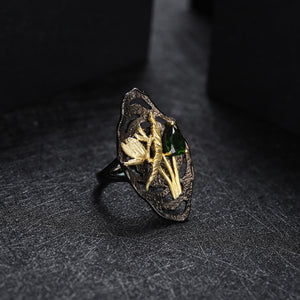Anillo de libélula de Diópsido de cromo verde - Cherine Jewelry