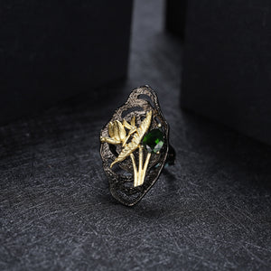 Anillo de libélula de Diópsido de cromo verde - Cherine Jewelry
