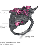 Anillo de hoja con Granate - Cherine Jewelry