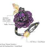 Anillo de flor con Amatista - Cherine Jewelry