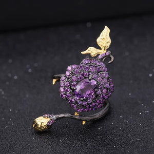 Anillo de flor con Amatista - Cherine Jewelry
