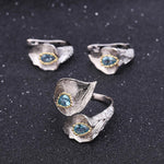 Anillo de hojas de Topacio Azul Suizo - Cherine Jewelry