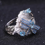 Anillo de hoja de Topacio Azul Suizo - Cherine Jewelry