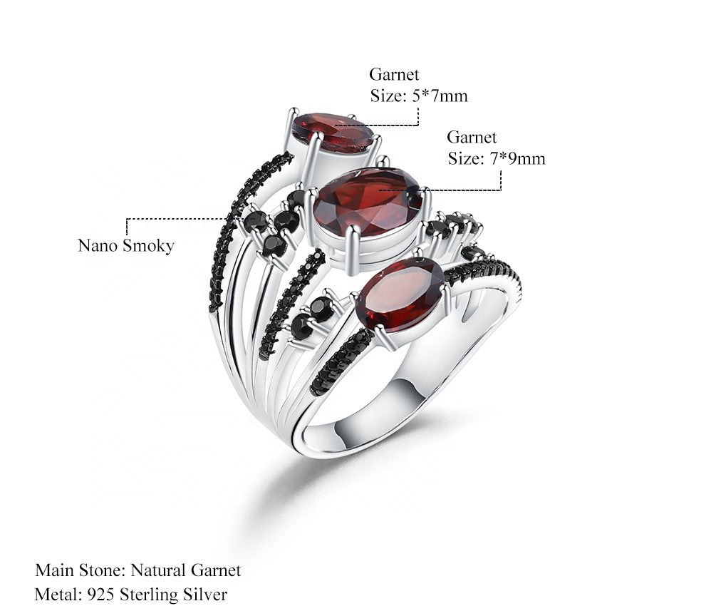 Anillo de Granate ovalado con nano cristal ahumado - Cherine Jewelry