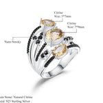 Anillo de Citrino ovalado con nano cristal ahumado - Cherine Jewelry
