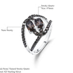 Anillo de Cuarzo ahumado y nano cristal ahumado - Cherine Jewelry