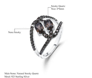 Anillo de Cuarzo ahumado y nano cristal ahumado - Cherine Jewelry