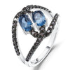 Anillo de Topacio azul London y nano cristal ahumado - Cherine Jewelry