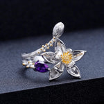 Anillo de flor de Amatista - Cherine Jewelry