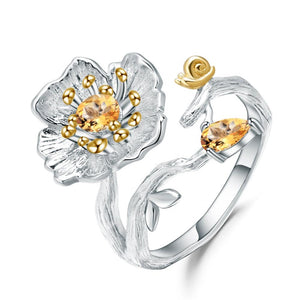 Anillo de flor con caracol de Citrino - Cherine Jewelry