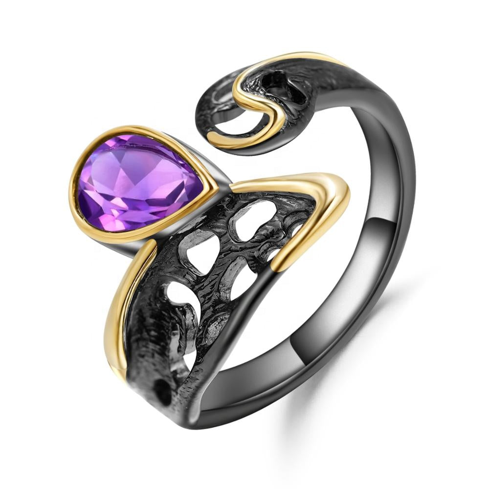 Anillo de gota de Amatista - Cherine Jewelry