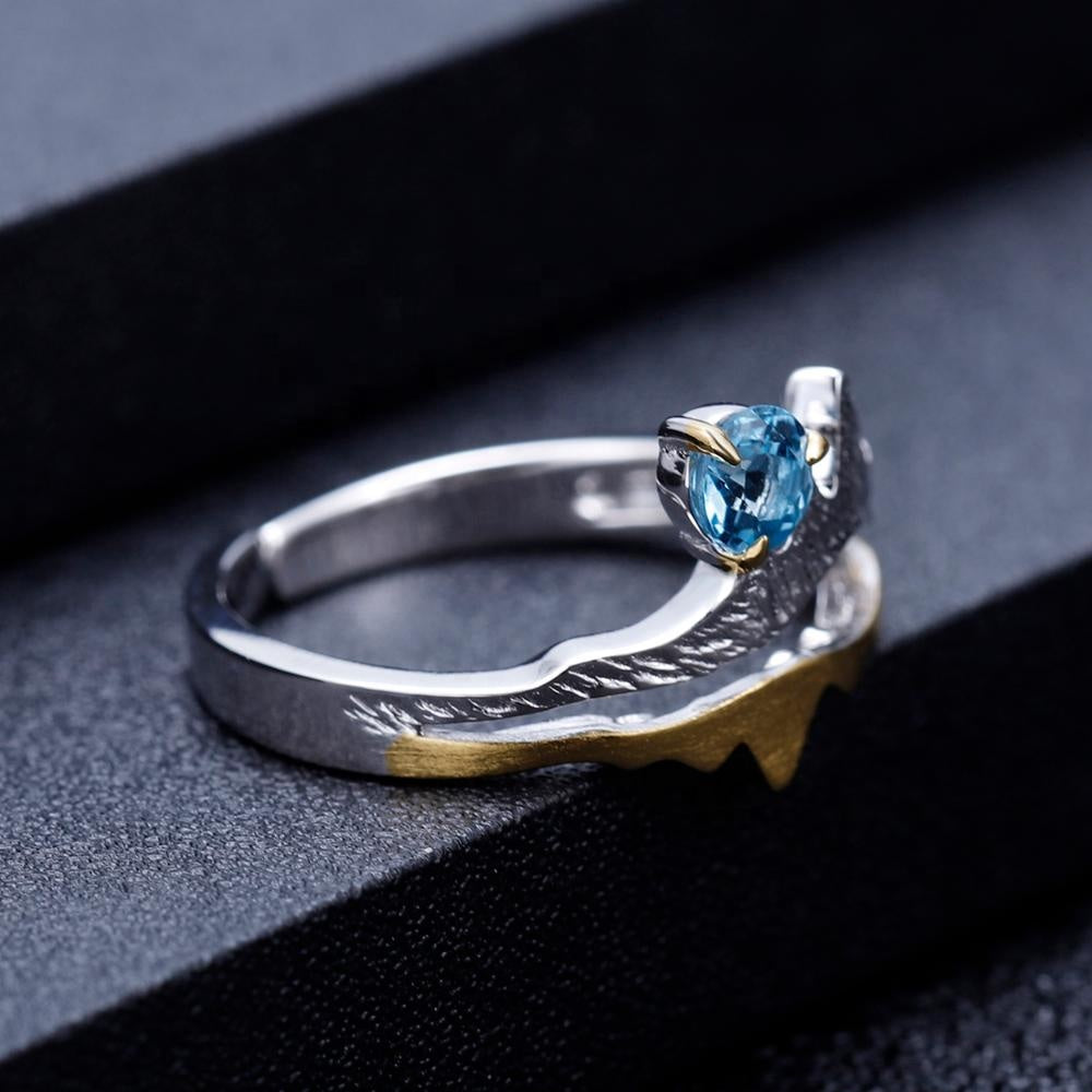 Anillo de montañas de Topacio Azul Suizo - Cherine Jewelry