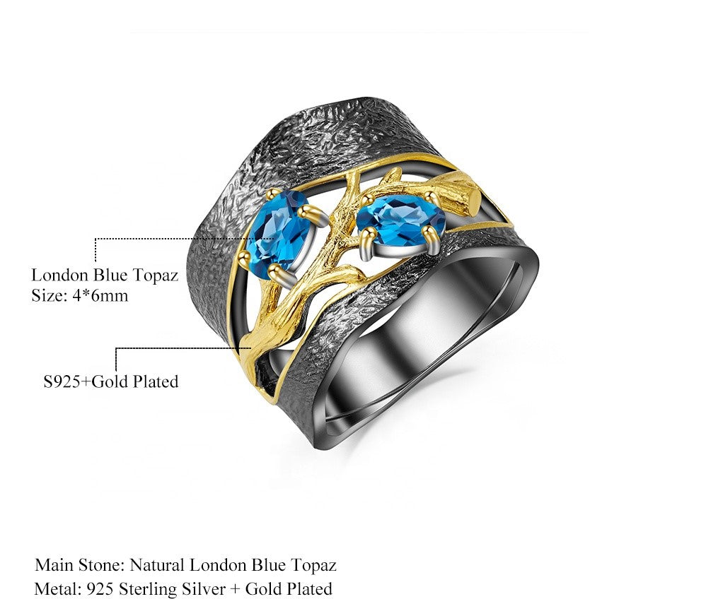 Anillo de ramas de Topacio Azul London - Cherine Jewelry