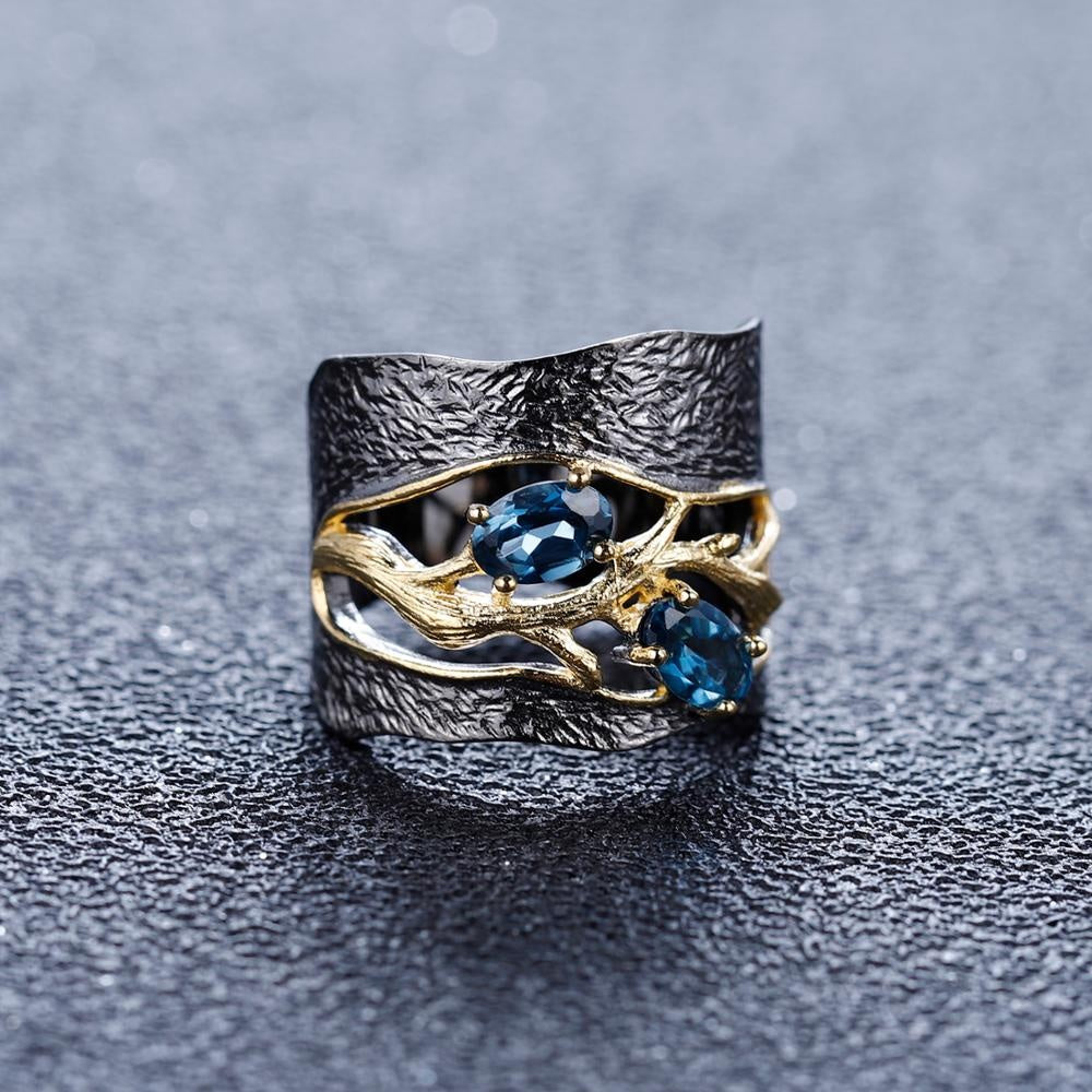 Anillo de ramas de Topacio Azul London - Cherine Jewelry