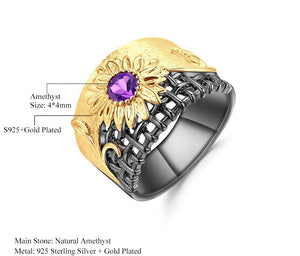Anillo de flor de Amatista - Cherine Jewelry