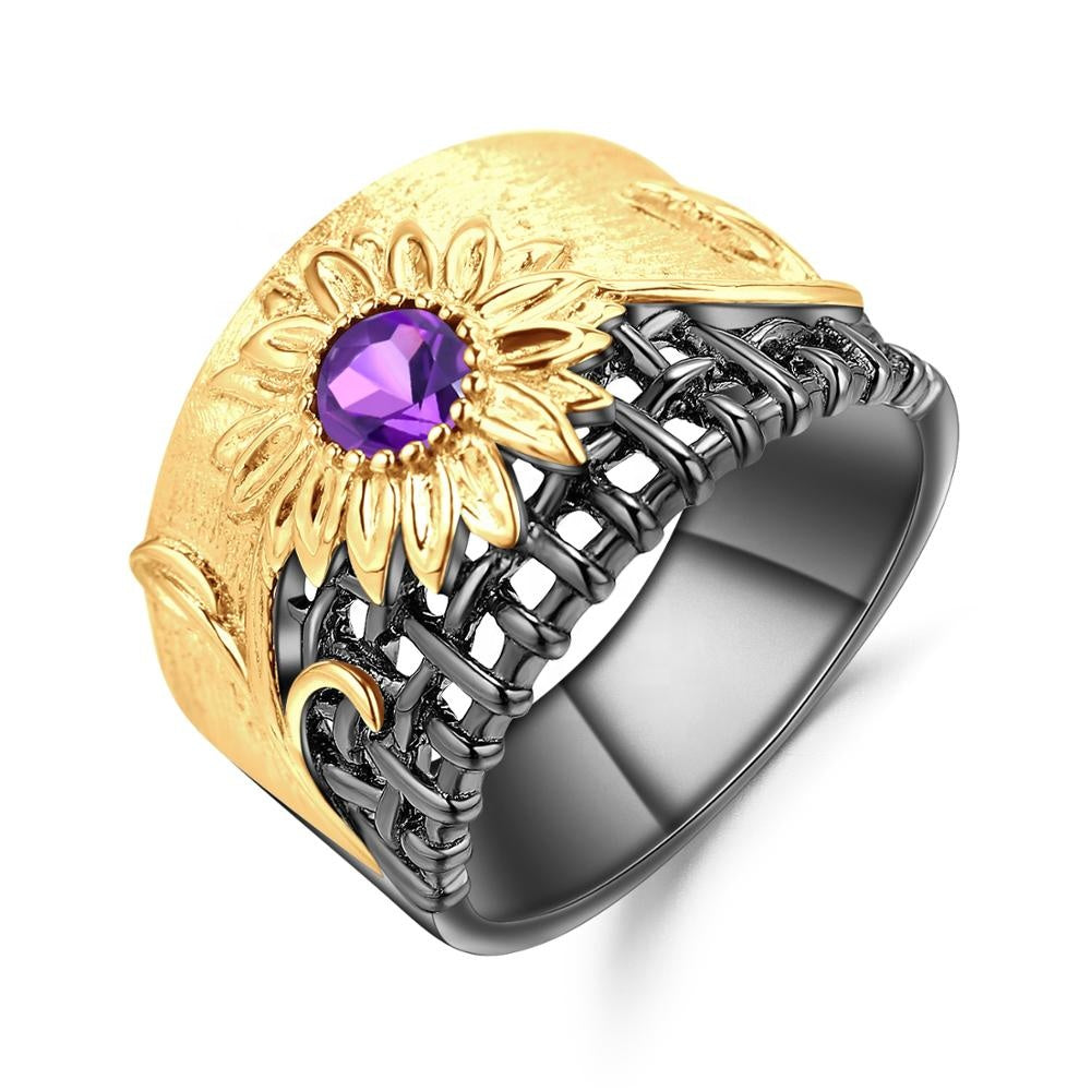 Anillo de flor de Amatista - Cherine Jewelry