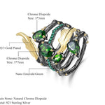 Anillo de Diópsido de cromo verde y Nano Esmeralda - Cherine Jewelry