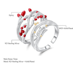 Anillo doble con decorado Epoxy rojo - Cherine Jewelry