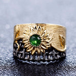 Anillo de flor de Diópsido de cromo verde - Cherine Jewelry