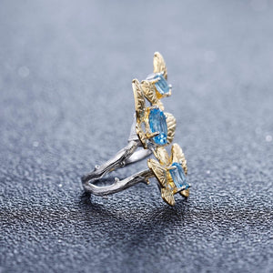 Anillo de mariposas de Topacio Azul Suizo - Cherine Jewelry