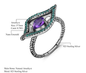 Anillo de Lucky eye de Amatista y Nano Esmeralda - Cherine Jewelry