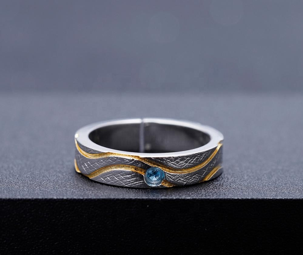 Set de anillos con Topacio Azul Suizo - Cherine Jewelry