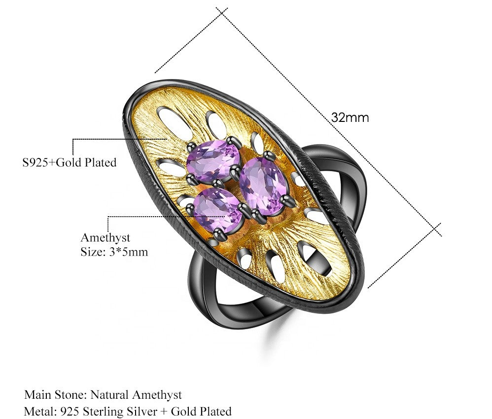 Anillo ovalado de Amatista - Cherine Jewelry