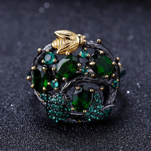 Anillo multi-stone con Diópsido de cromo y Nano Esmeralda - Cherine Jewelry