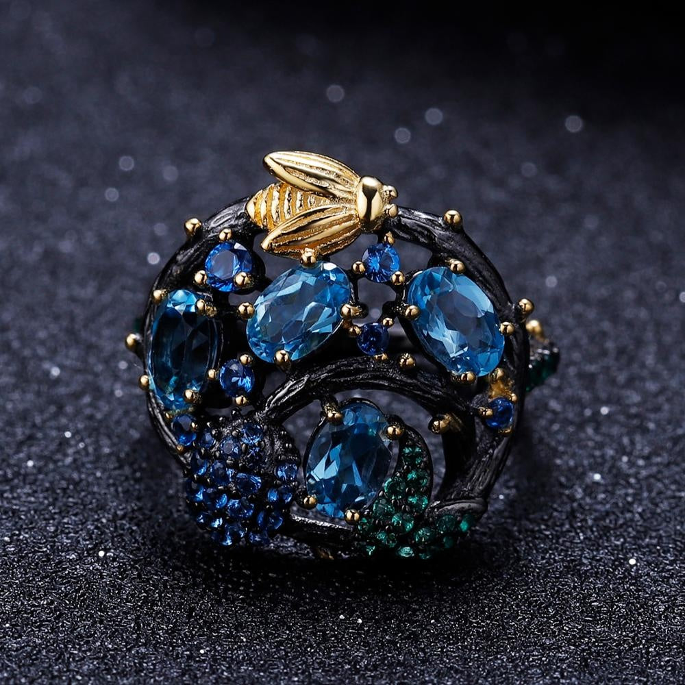 Anillo multi-stone con Topacio, Nano Zafiro y Nano Esmeralda - Cherine Jewelry