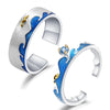 Set de Anillos del Mar para parejas con Topacio Azul Suizo - Cherine Jewelry
