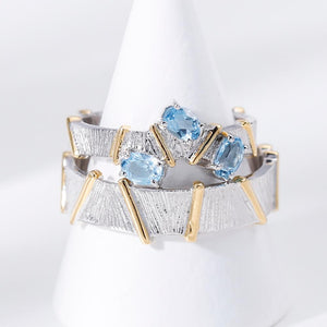 Anillos doble de Topacio Azul Suizo - Cherine Jewelry