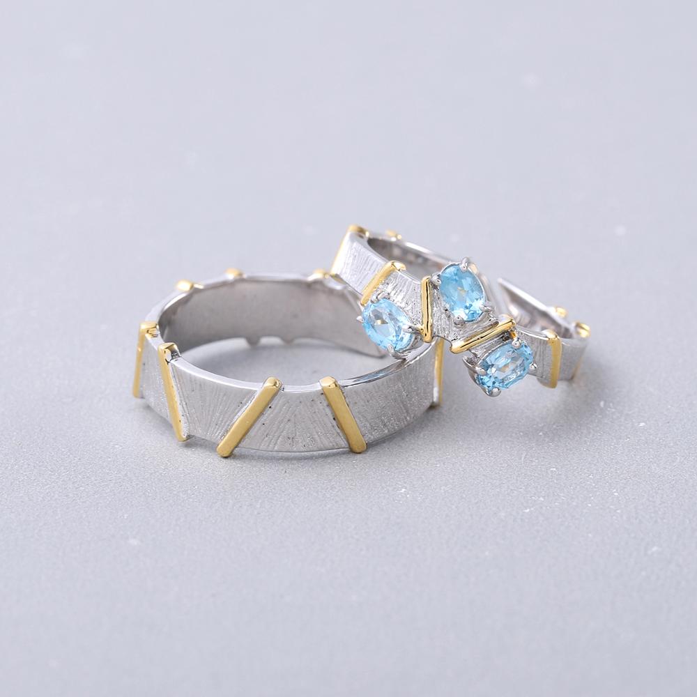 Anillos doble de Topacio Azul Suizo - Cherine Jewelry